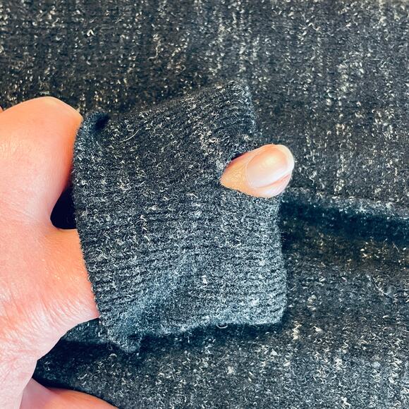 Current Elliott Black Heather Wool Open Shoulder Long Sleeve Pullover Sweater S - Picture 7 of 12